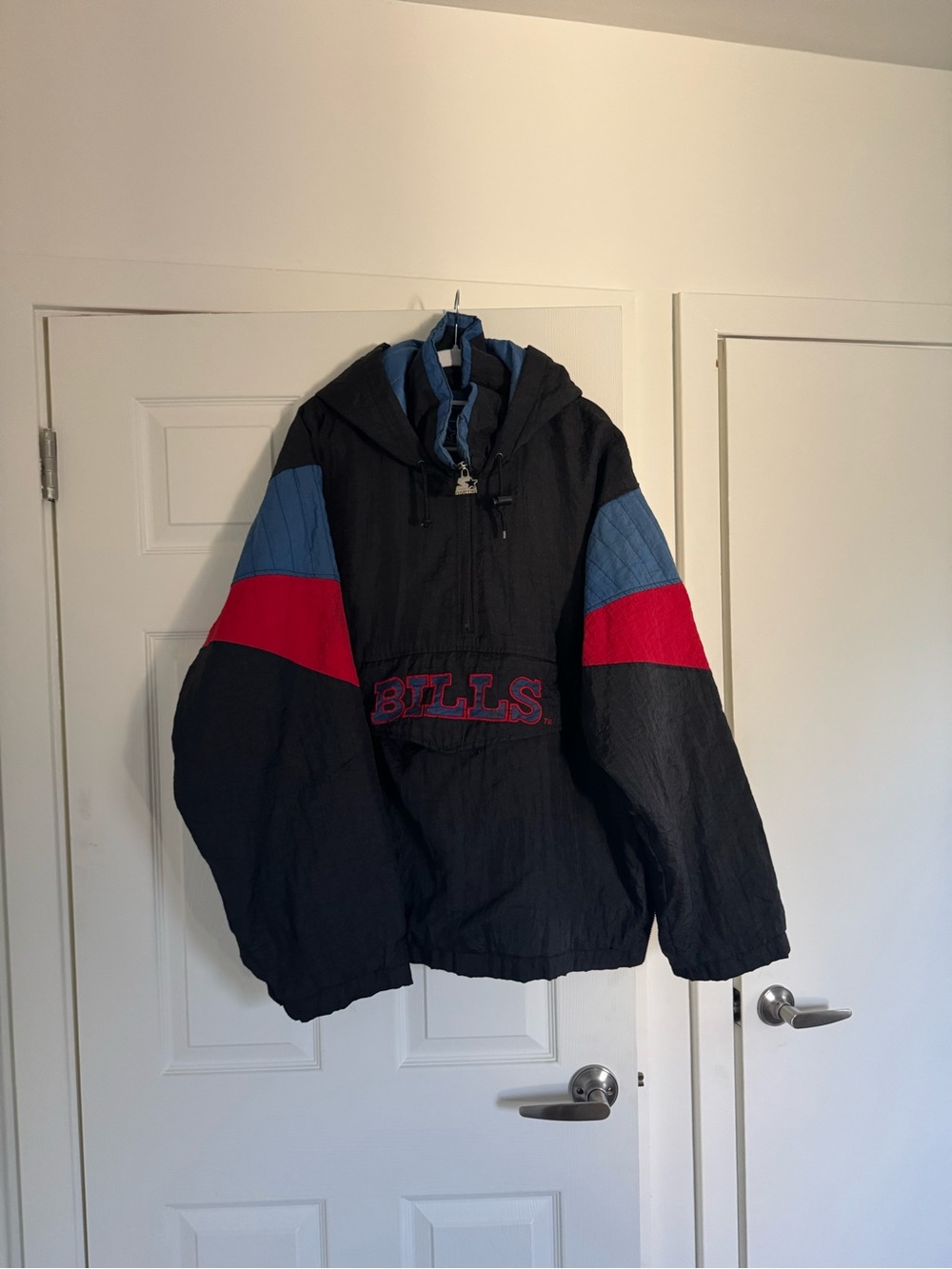 Buffalo Bills Men's Black Pullover Jacket with Blue & Red Accents